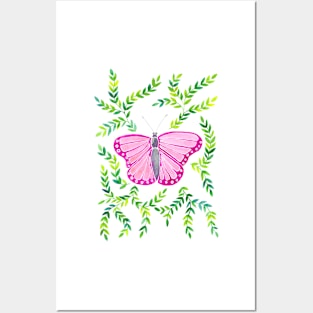 Watercolor Butterfly - Pink Posters and Art